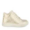 Baskets Montante OR Fille Motif Coeurs Lacets