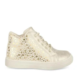 Baskets Montante OR Fille Motif Coeurs Lacets