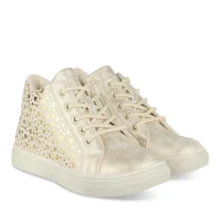Baskets Montante OR Fille Motif Coeurs Lacets
