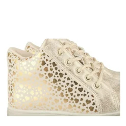 Baskets Montante OR Fille Motif Coeurs Lacets