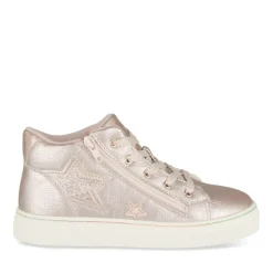 Baskets Montante ROSE Fille Motif Etoiles Lacets