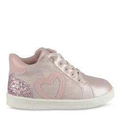 Baskets Montante ROSE Fille Motif Coeurs Fermeture éclair