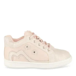 Baskets Montante ROSE Fille Motif Fleuri Lacets