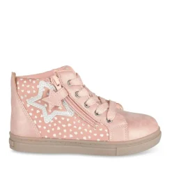 Baskets Montante ROSE Fille Motif Etoiles Lacets