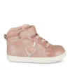 Baskets Montante ROSE Fille Motif Coeurs Scratch