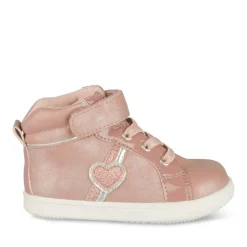Baskets Montante ROSE Fille Motif Coeurs Scratch