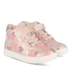 Baskets Montante ROSE Fille Motif Coeurs Scratch