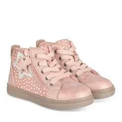 Baskets Montante ROSE Fille Motif Etoiles Lacets