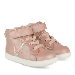 Baskets Montante ROSE Fille Motif Coeurs Scratch