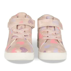 Baskets Montante ROSE Fille Motif Coeurs Scratch