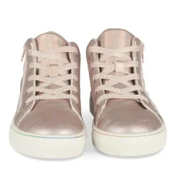 Baskets Montante ROSE Fille Motif Etoiles Lacets