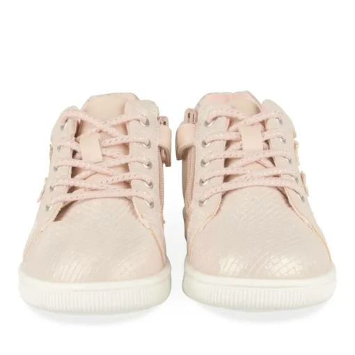 Baskets Montante ROSE Fille Motif Fleuri Lacets