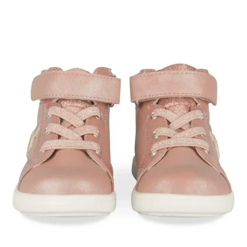 Baskets Montante ROSE Fille Motif Coeurs Scratch