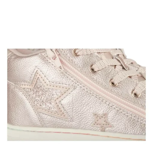 Baskets Montante ROSE Fille Motif Etoiles Lacets