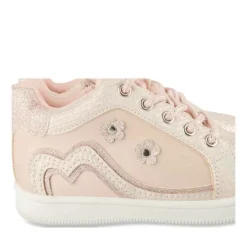 Baskets Montante ROSE Fille Motif Fleuri Lacets