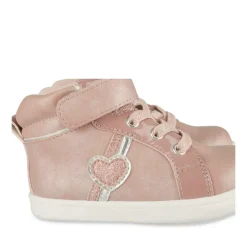 Baskets Montante ROSE Fille Motif Coeurs Scratch
