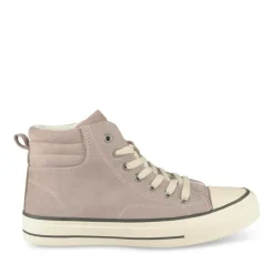 Baskets Montante TAUPE Femme Motif Uni Lacets