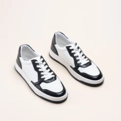 Baskets NOIR Femme CUIR Motif Uni A Enfiler
