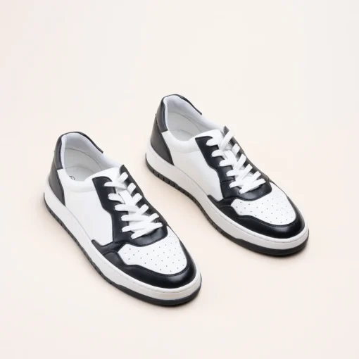 Baskets NOIR Femme CUIR Motif Uni A Enfiler