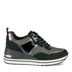 Baskets NOIR Femme Motif Uni Lacets