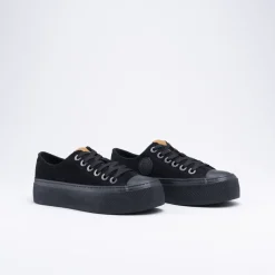 Baskets NOIR Femme Motif Uni Lacets