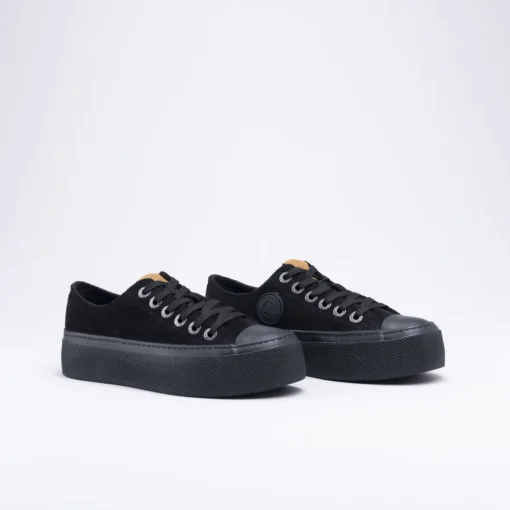 Baskets NOIR Femme Motif Uni Lacets
