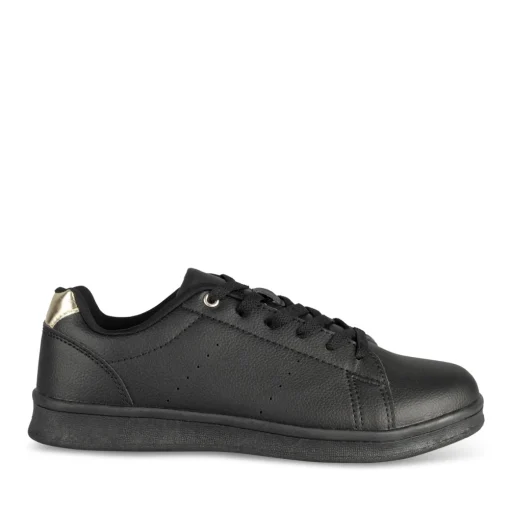 Baskets NOIR Femme Motif Uni Lacets