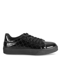 Baskets NOIR Femme Motif Uni Lacets
