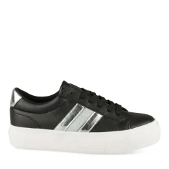 Baskets NOIR Femme Motif Paillettes Lacets
