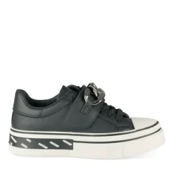 Baskets NOIR Femme Motif Uni Lacets
