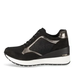 Baskets NOIR Femme Motif Paillettes Lacets