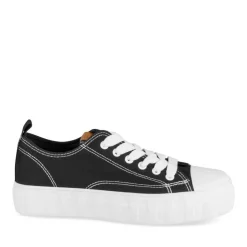 Baskets NOIR Femme Motif Uni Lacets