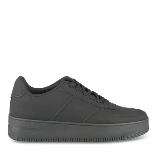 Baskets NOIR Femme Motif Uni Lacets