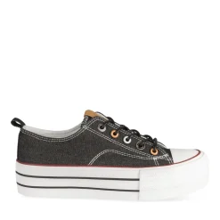 Baskets NOIR Femme Motif Uni Lacets