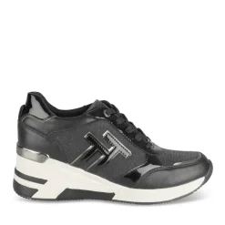 Baskets NOIR Femme Motif Uni Lacets