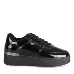 Baskets NOIR Femme Motif Uni Lacets