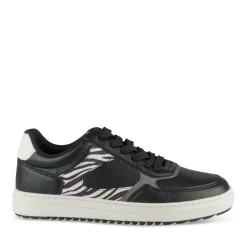 Baskets NOIR Femme Motif Animal Lacets