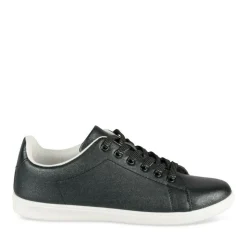 Baskets NOIR Femme Motif Iridescent Lacets