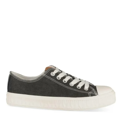 Baskets NOIR Femme Motif Uni Lacets