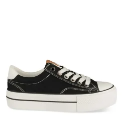 Baskets NOIR Femme Motif Uni Lacets