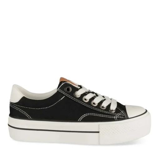 Baskets NOIR Femme Motif Uni Lacets