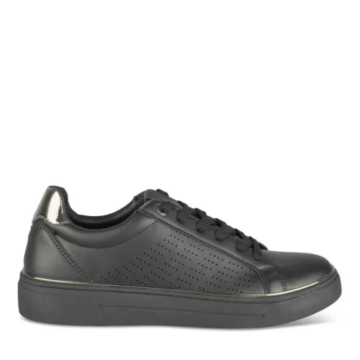 Baskets NOIR Femme Motif Uni Lacets