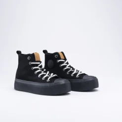 Baskets NOIR Femme Motif Uni Lacets