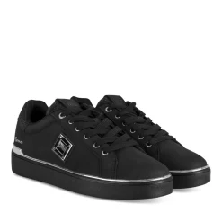 Baskets NOIR Femme Motif Paillettes Lacets