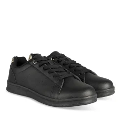 Baskets NOIR Femme Motif Uni Lacets