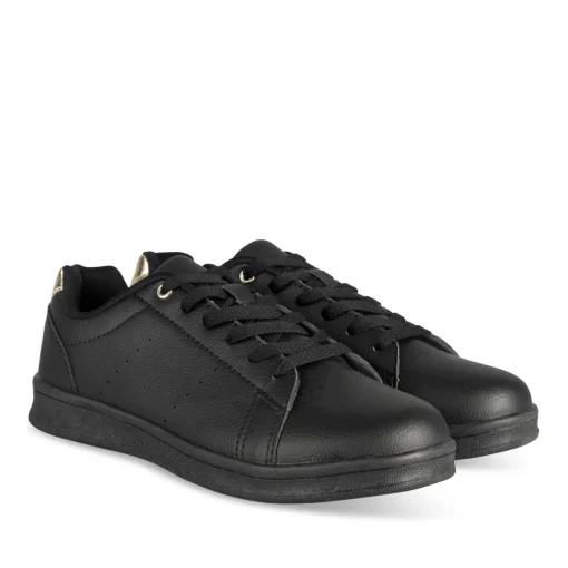 Baskets NOIR Femme Motif Uni Lacets