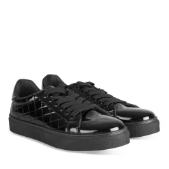 Baskets NOIR Femme Motif Uni Lacets