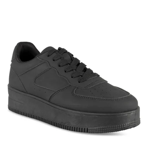 Baskets NOIR Femme Motif Uni Lacets