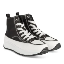 Baskets NOIR Femme Motif Uni Lacets