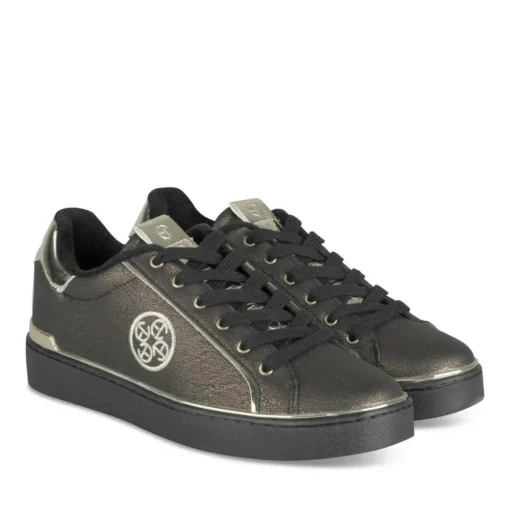Baskets NOIR Femme Motif Uni Lacets